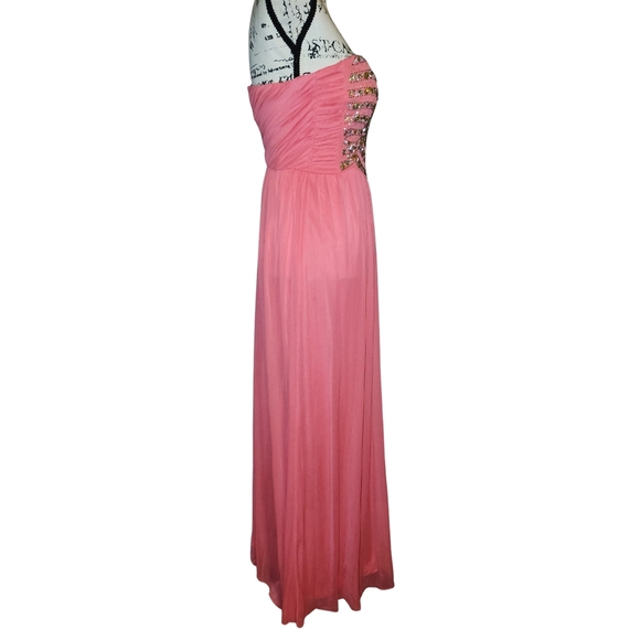As U Wish Coral Strapless Prom Dress - Picture 7 of 14